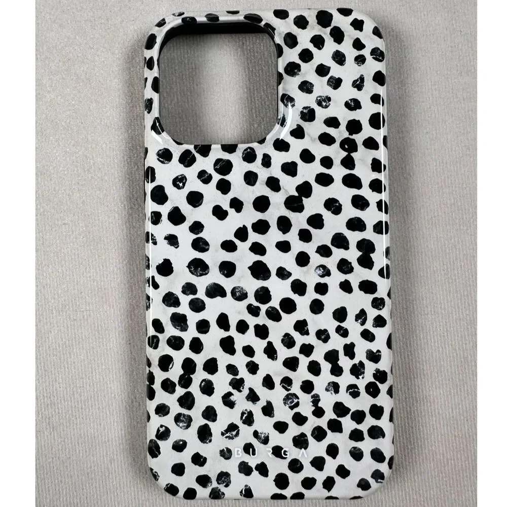 BURGA Almond Latte iPhone 14 Pro Max Tough Case Black White Spotted New Box